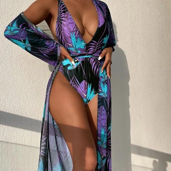 Women's Figure-Flattering Two-Piece Bikini Swimwear with Cover-Up