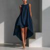 2026 Summer Women's Solid Color Sleeveless Loose Casual Dress with Irregular Hem