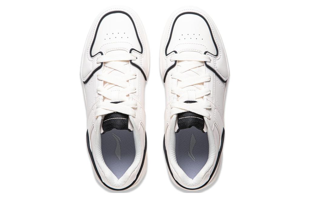 Li Ning Cheese Slip Resistant Abrasion Resistant Low Top Skateboard Shoes Women's White Black AGCU104-1