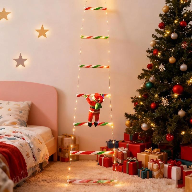LED Christmas Fairy Lights Ladder Lights with Santa Claus Christmas Tree Lights For Indoor Outdoor Window Garden Home Decoration