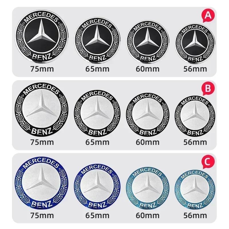 4pcs 56mm 60mm 65mm 75mm Car Wheel Center Hub Caps Sticker Badge For Mercedes Benz A B C E class GLA GLC CLA GLK W204 W205 W212