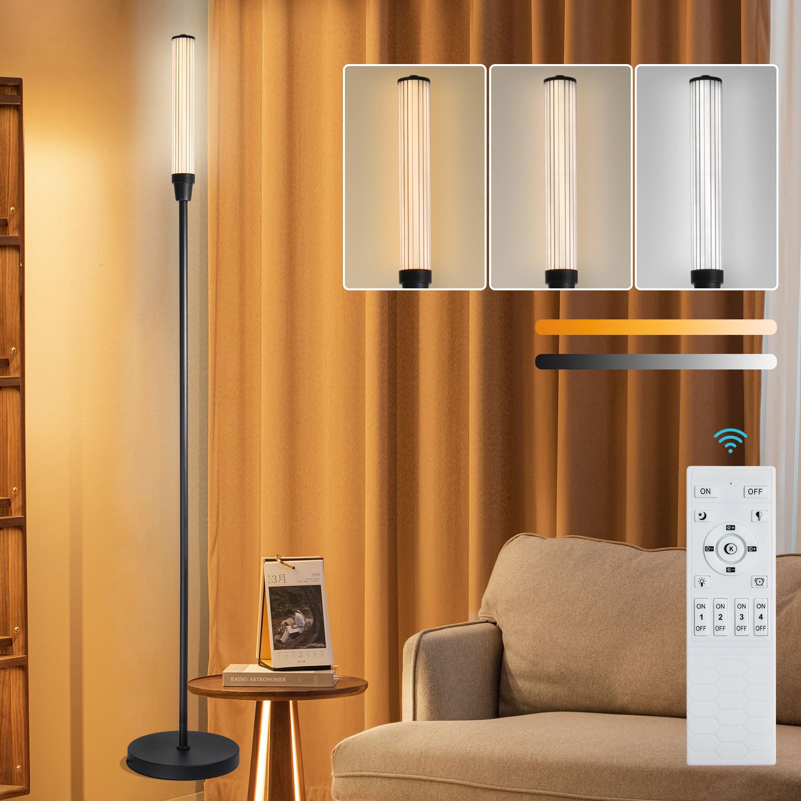 

Loiogohot LED Floor Lamp, Indirect Lighting, Stand, Stepless Dimming and Color Adjustment, Nordic Design, LED Bulb, Energy Saving, Easy Assembly,