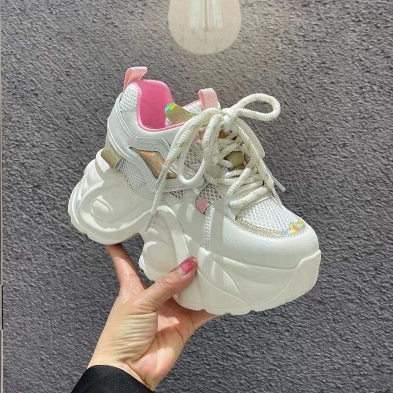 Daddy Shoes Women s Spring and Summer Thick-soled Small Mesh Breathable Elastic Cake Increased Sports Women s Shoes 34 розовый