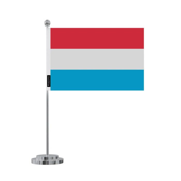 Drapeau Bureau Du Luxembourg – 14 X 21 Cm – Polyester – Socle Acier Inoxydable – Pixelforma