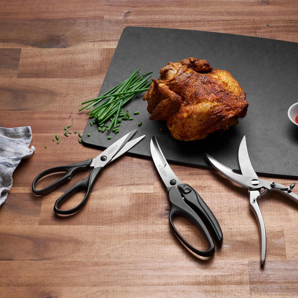 Victorinox Kitchen Scissors for Opening Jar Cracking and Features Sharp Green Microwave Stainless Steel Scissors, Multi-Purpose Caps, Nuts, More,