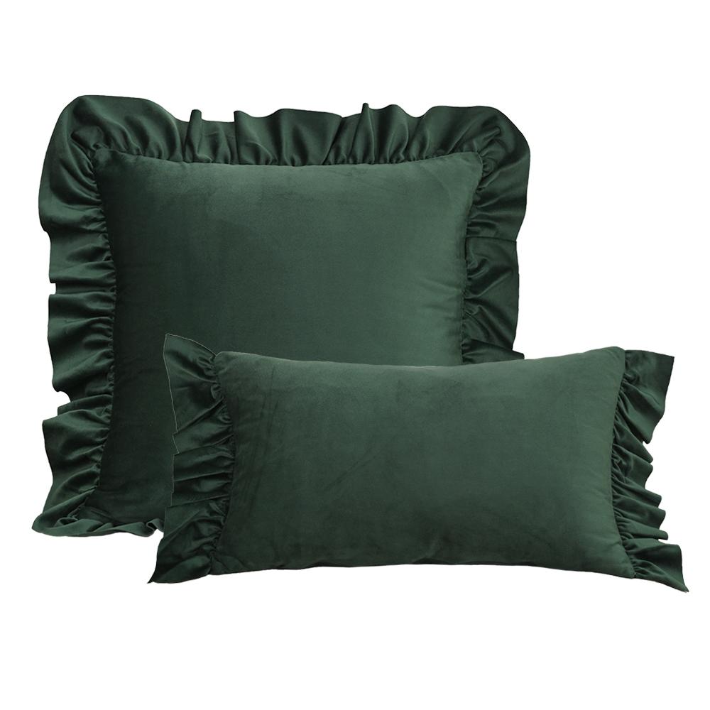 BUYNOW GreenBlue Flowers Jacquard Hollandaise Lace Pillowcase Vintage Pastoral Living Room Sofa Cushion Cover Home Bedroom Decor