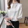 Female Clothing Turn-down Collar Solid Color Blouse Commute All-match Spring Autumn Fashion Single-breasted Long Sleeve Shirt