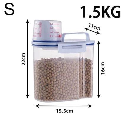 

1PC Cup Food Store Container Dog Cat Measuring Pail Plastic Tank with Moisture-Proof Sealed Jar Pet Supplies Accessories