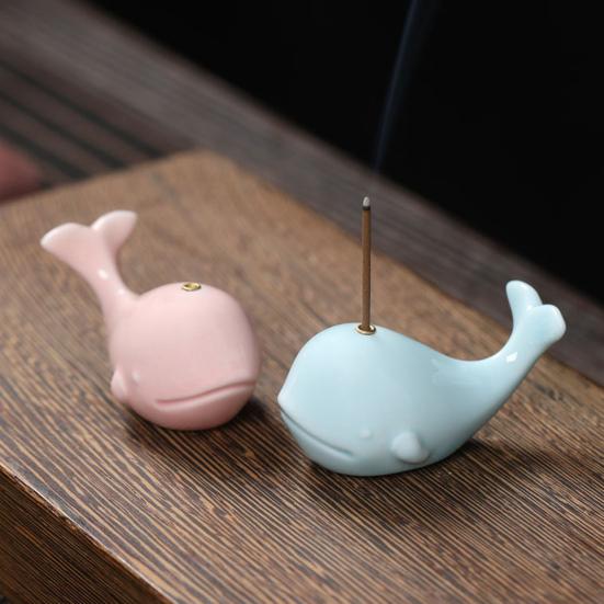 Mini Ceramic Incense Holder, Whale Shape Incense Stick Holder, Cute Incense Burner, Multi-purpose Ornament for Bedroom Yoga Room Tea House