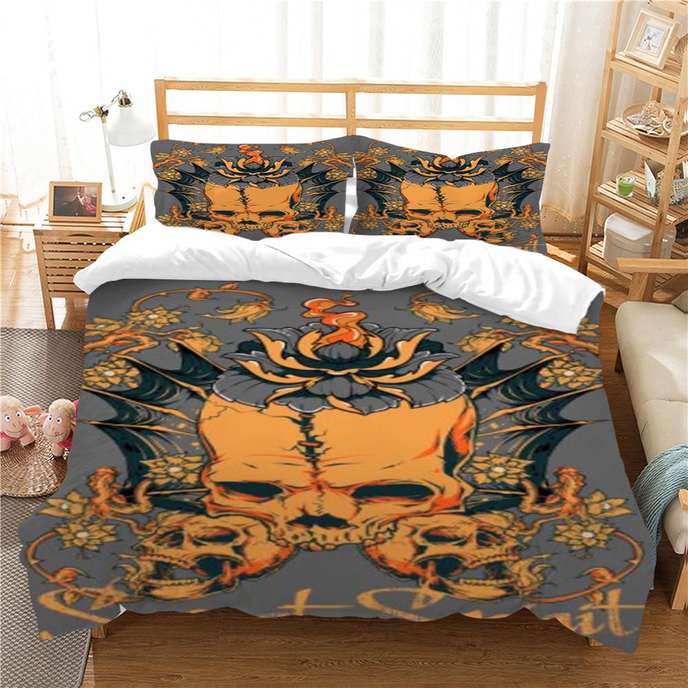 Bettbezug 3D Schädel Druck Bettbezug Set Hohe Qualität Einzelgröße Bettdeckenbezug Set Jungen Mädchen Zuhause Bettwäsche Set