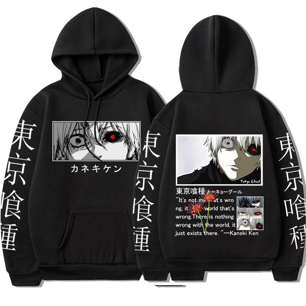 Anime Tokyo Ghoul Kaneki Ken Graphic Hooded Sweatshirt Casual Oversized Pullovers Men Women Hip Hop Gothic Hoodies Streetwear