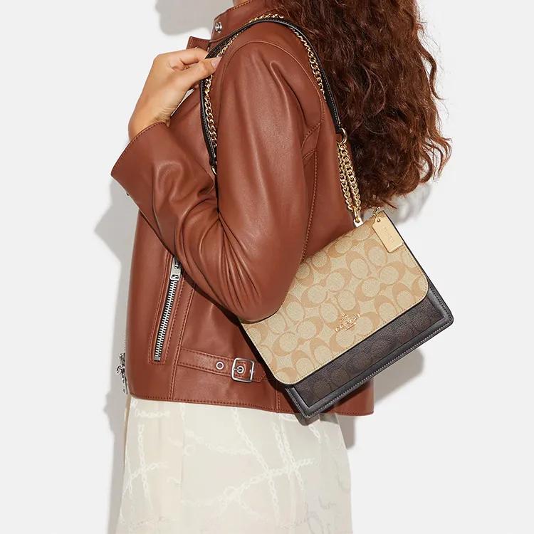 Coach Klare Artificial Leather Cow Leather Crossbody Bag Medium Women's Light Khaki Brown (Unisex) Crossbody Bags CD866 IMUOH