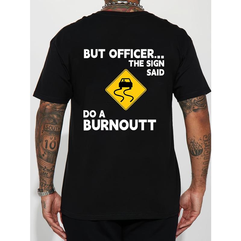 

European sizes But Officer Burnoutt Print Men s Crew Neck Fashionable Short Sleeve Sports T-shirt, Comfortable S чёрный