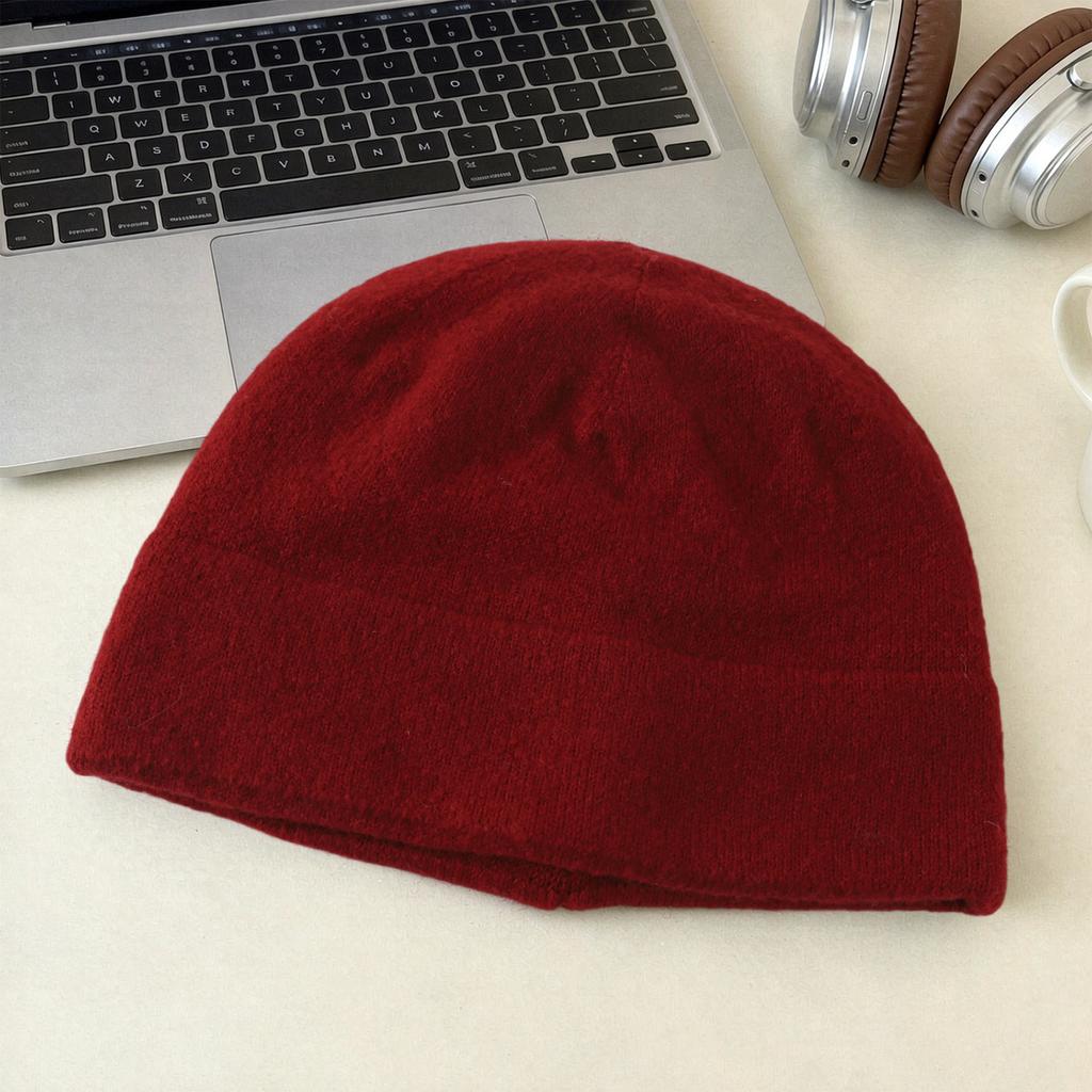 Big head circumference friendly simple solid color knitted bucket hat short brim modified face shape small autumn and winter warm wool hat