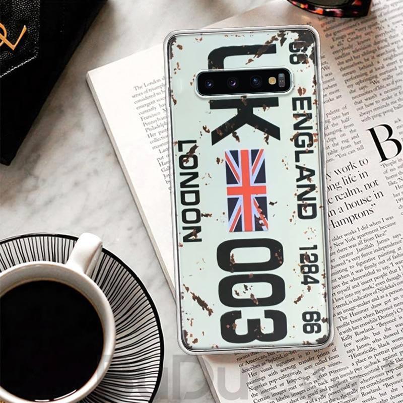 Retro License Plate Number Cover For Samsung Galaxy M12 M21 M30S M31 M32 Phone Case M51 M52 Note 20 Ultra 10 Plus 9 8 J4 J6 + J8