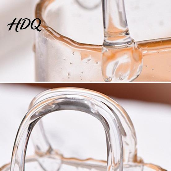 Mocktail Glassware Handmade Glass Purse 550ml Borosilicate Cup Tote Shape Cute Cocktail And Iced Tea Small Bedside Table Vase Multi-purpose