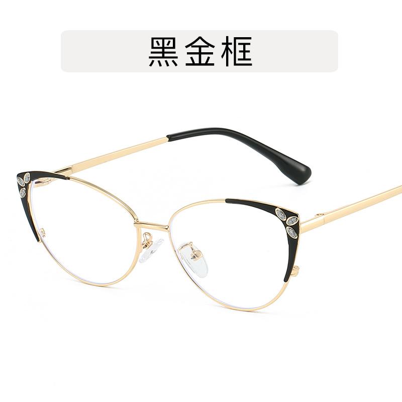 European American Stylish Glasses Women Cat Eye Shape Anti Blue Light Women's Glasses Frames  Decorative Glass