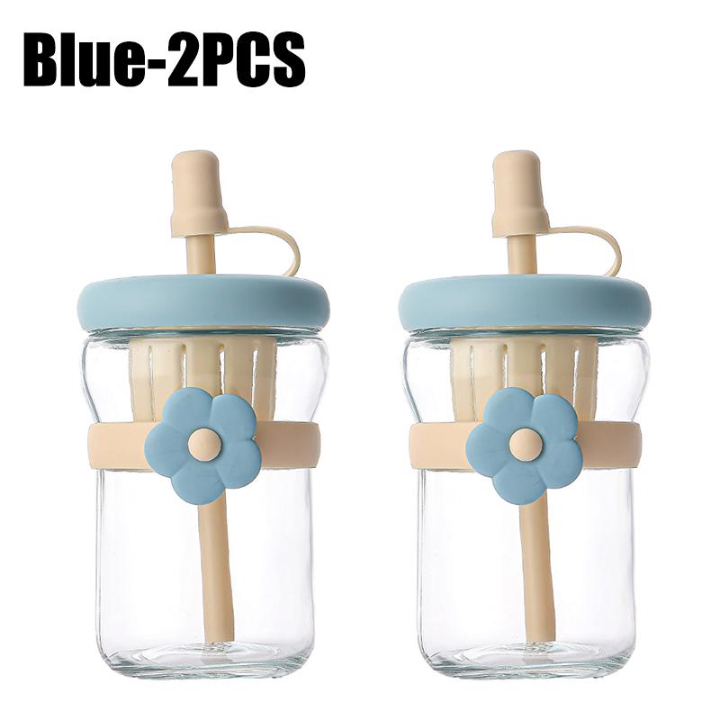 Cute Glass Flower Cartoon Tea Strainer, Cold Brew Flower Tea, Straw, Straight Drinking Cup, Heat-resistant Coffee Cup, Milk Cup