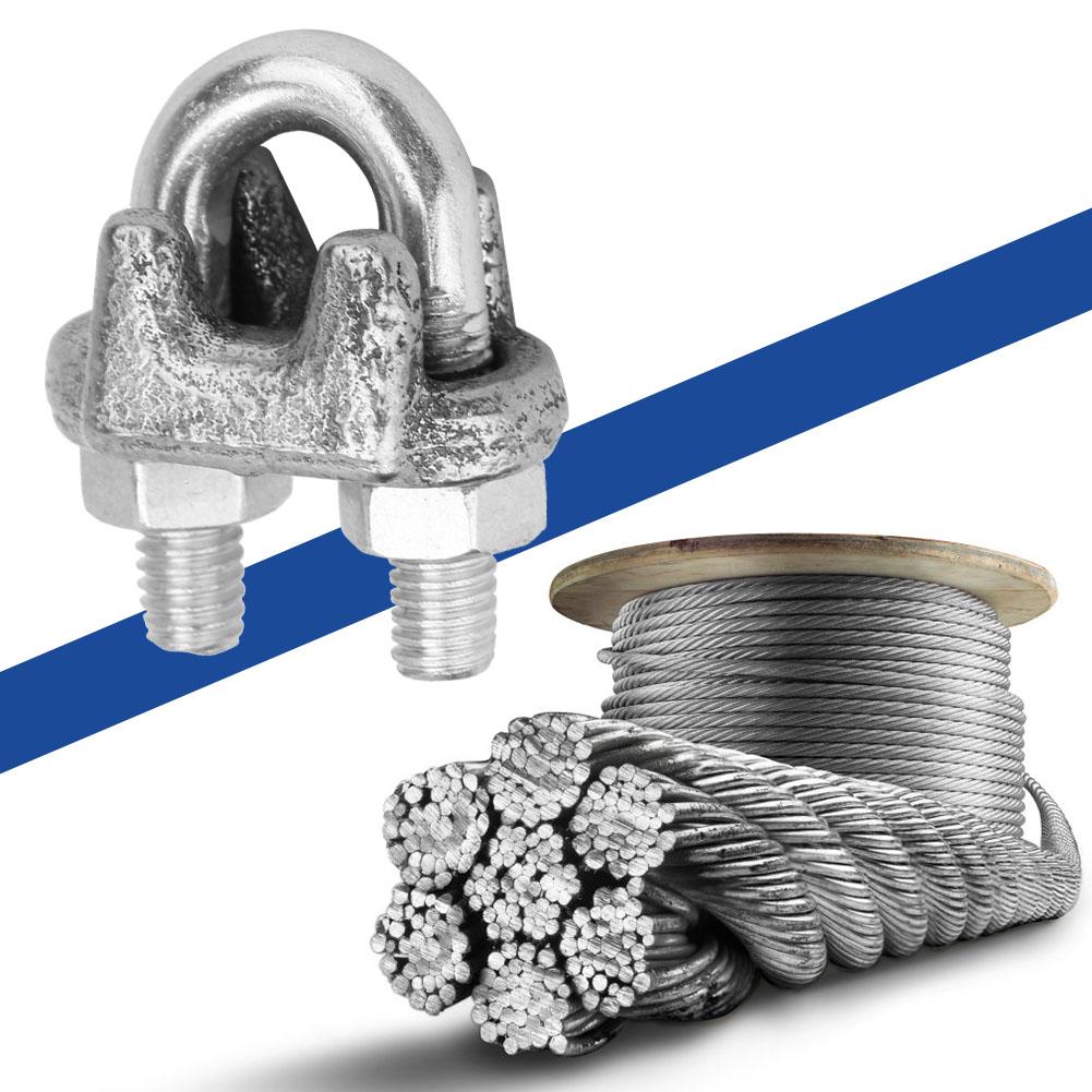 5 pcs Stainless Steel Clamp Wire Rope Clip Cable Clamp Fastener Silver (M6)