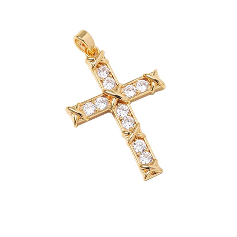 Colier cu Pandantiv Cruce din Cupru cu Zirconiu Stil Punk