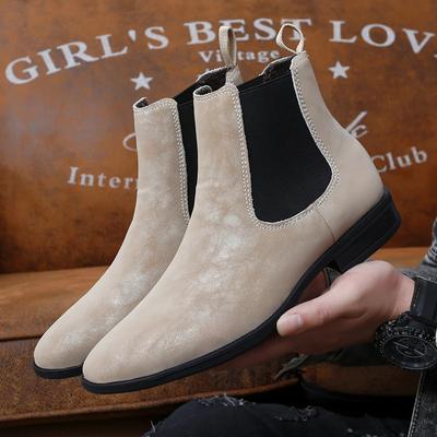 Fashion Plush Chelsea Men Boots Faux Suede Low Heels British Style High Cut Business Casual Boots Breathable Men Boots Large Sizes 37-48