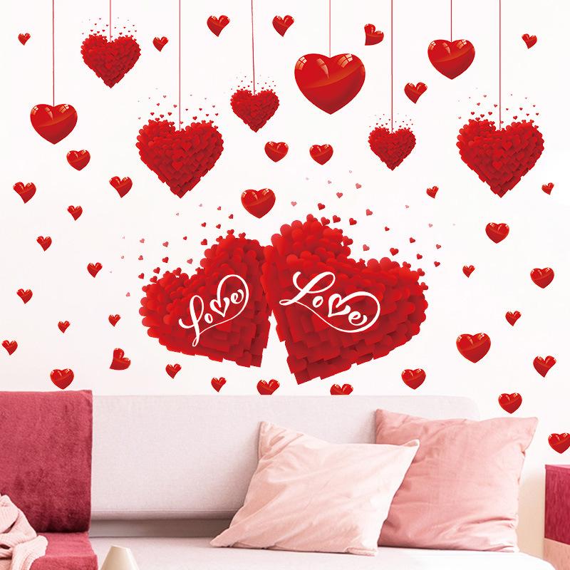 Heart Shaped Wall Window Stickers Valentine'S Day Festive Party Atmosphere Decorations For Home Party Shop Restaurant