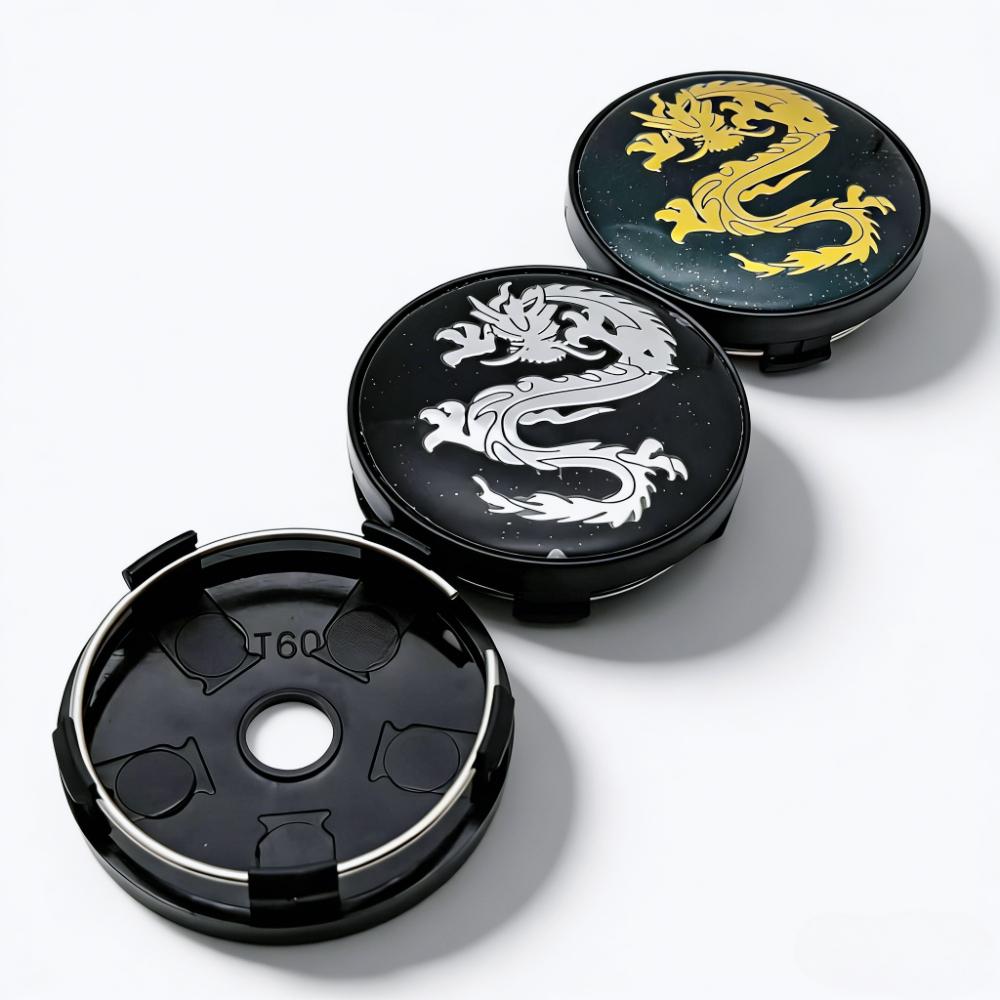 4pcs/Set 60MM 56MM Dragon Logo Emblem Car Wheel Center Caps Wheels Hub Cap Dragons Badge Rim Hubcaps Dust Cover Car Accessories