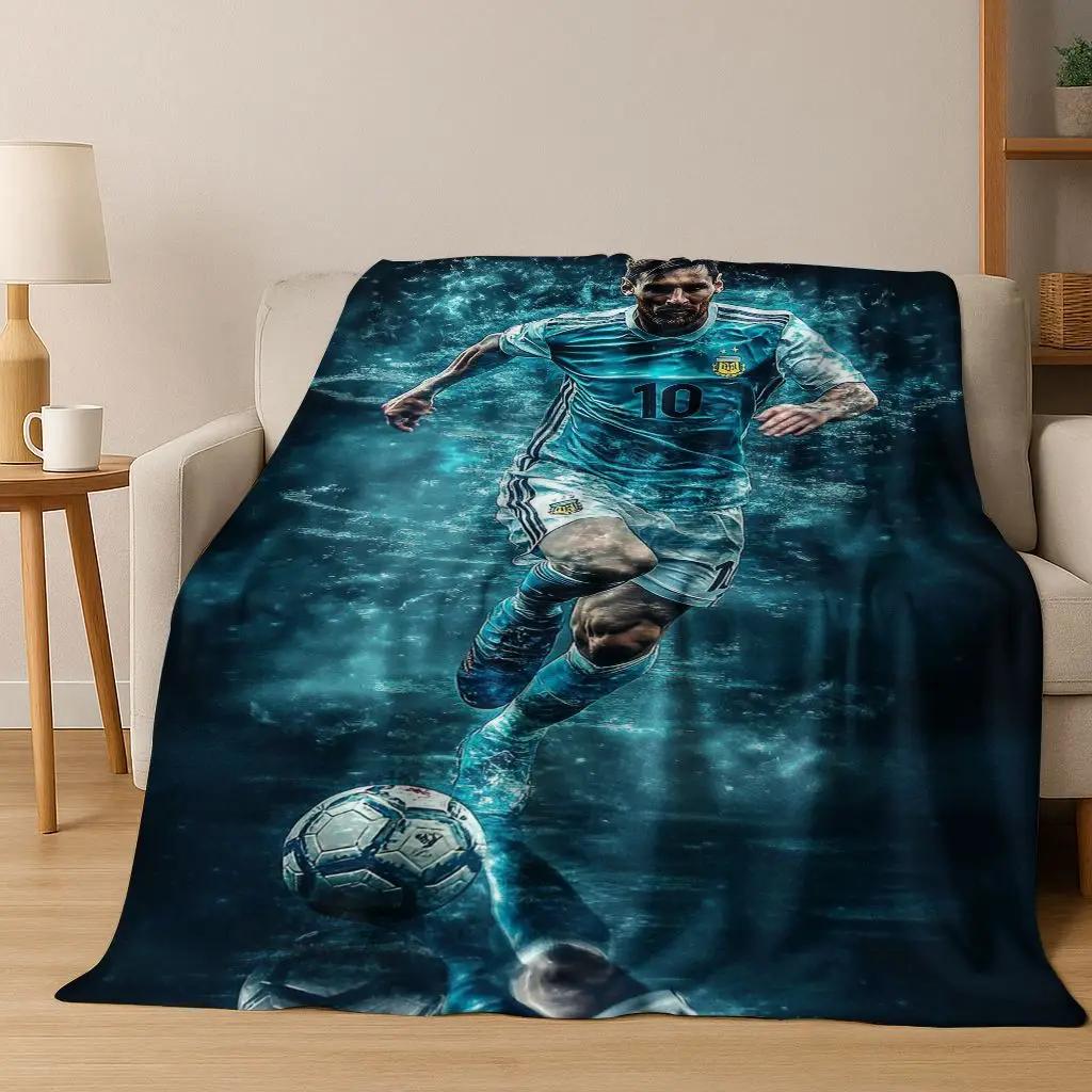 Coperta in Flanella con Disegno Animato M-Messi Capra Stella del Calcio, Coperta Morbida e Accogliente per Casa Camera da Letto Letto Divano Coperta da Picnic