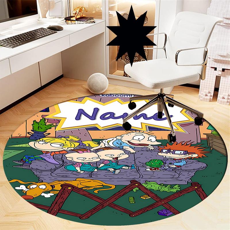 Custom Name Rugrats Printed Round Rug Carpet Chair Rug Area Rug Entryway Doormats,for Office Chair Living Room Bedroom Kitchen Room.