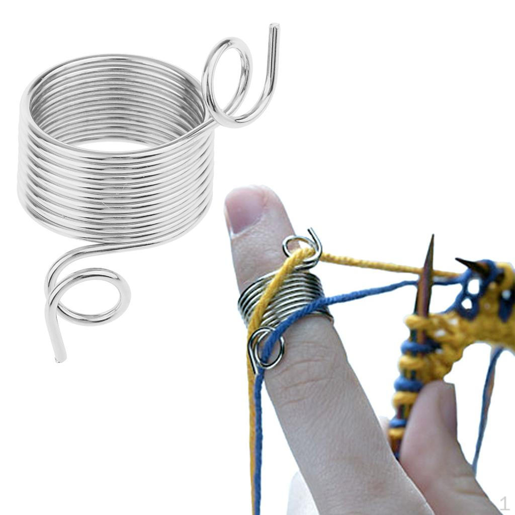 Nickle Wire Yarn Stranding Guide Finger Knitting Thimble for Crafts Silver 15mm