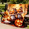 1pc Autumn Foxes Pumpkin Throw Blanket Polyester Fiber, Lightweight Flannel, Soft & Warm, All Season Use for Outdoor, Camping Digital Print