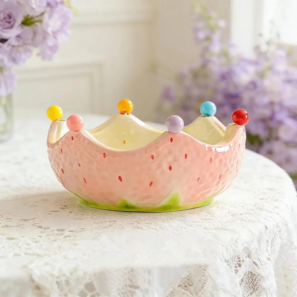 Ceramic Orange Fruit Bowl with Fork, Cute Dessert & Snack Bowl for Fruits and Treats