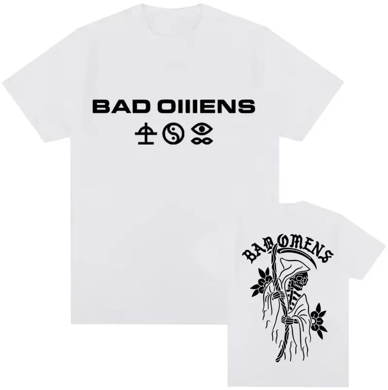Summer T-shirt: Bad Omen Band Tour American Music Death Peace Soul Bone Graphic Short-sleeved casual style rock T-shirt Gothic