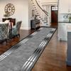 Modern Striped Runner Rug for Hallway Entryway Kitchen Non-Slip Washable Floor Mat Gray Geometric Design Long Carpet