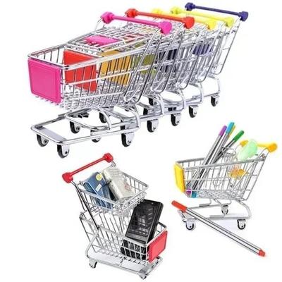 1:48 Mini Supermarket Shopping Trolley Cart Desktop Model Children's Toys Home Decoration Miniature Cute Vintage Home Decor