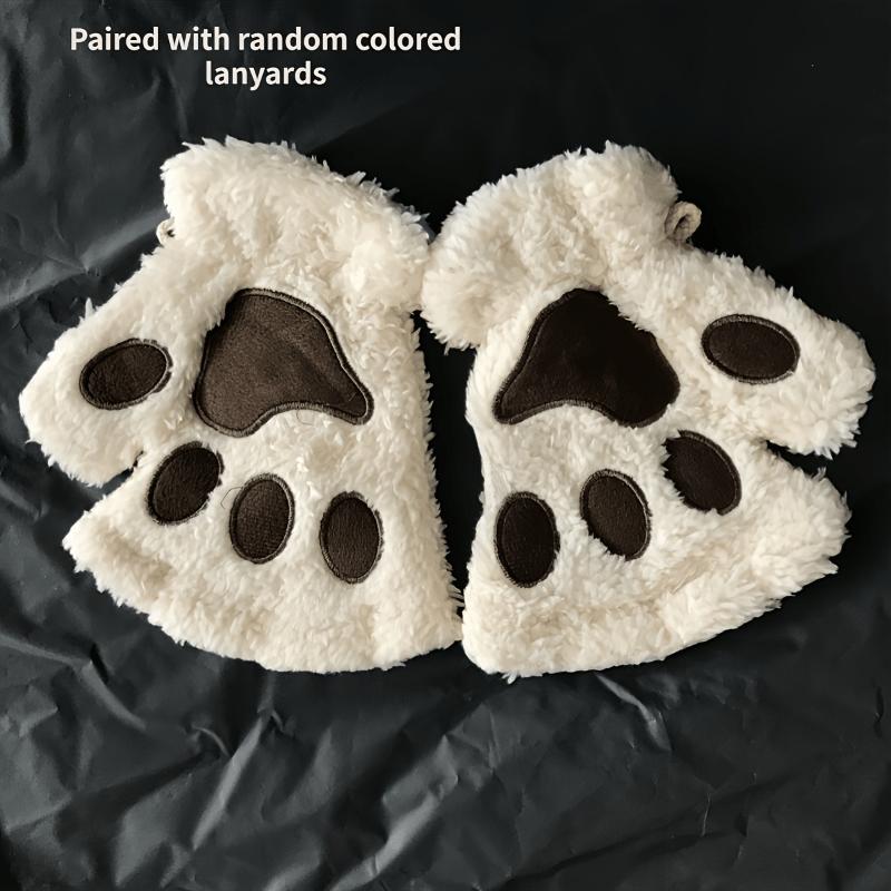 

Women S Paw Design Winter Gloves - Semi-Finger Warm Gloves, Suitable for Office, Cycling & Outdoor Activities, Soft Elastic Cuffs One-size