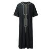Abaya suelta con cuello en V y manga corta, ropa musulmana estampada para hombres