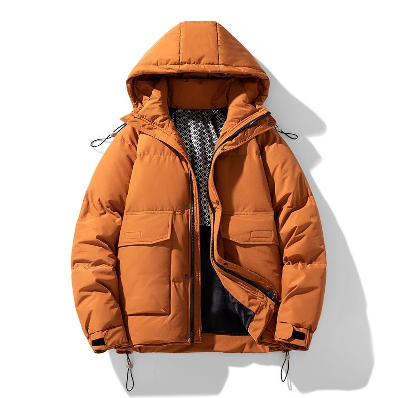Mens Oversized Winter Down Jacket Loose Fit Plus Size Warm White Duck Coat With Hood