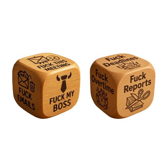 Bold And Funny Work Dice Wooden Office Stress Relief Dice Six Savage Sayings Cheeky Desk Accessory Gag Gifts for Coworkers