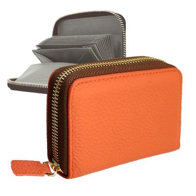 Gisele Mini Wallet, Bifold, Large Capacity, Accordion-Style, Card Case, Box-Shaped Coin Purse, Cowhide Leather, for Men and Women (Smooth Version,