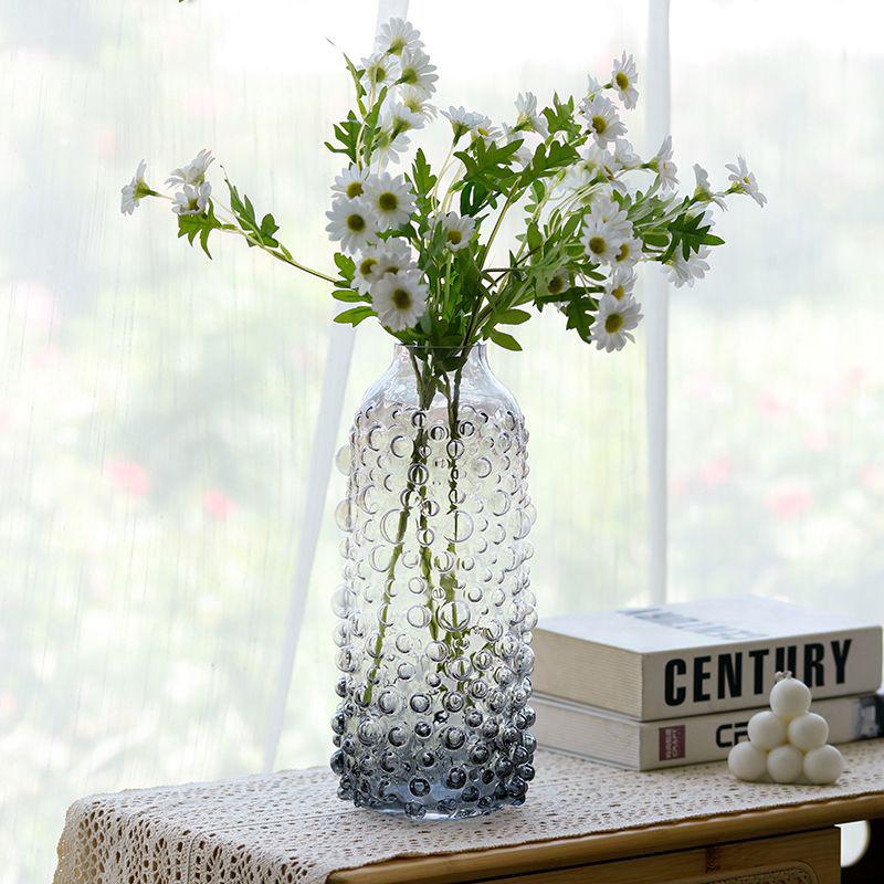 Bubble Patterned Belly Glass Vase Accessories Home Room Dining Table Flower Arrangement Decoration Homestay Villa Desk Ornaments