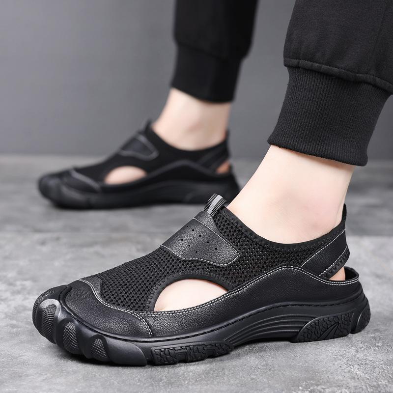 Online men's shoes summer casual shoes one-pedal mesh breathable mesh fly-woven men's running sports shoes