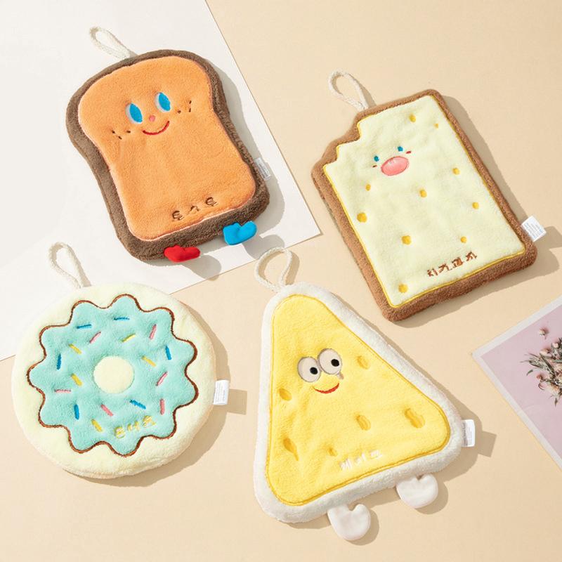 Cartoon Animals Hand Towel Absorbent Hand Cloth Bathroom Hanging Towel Kitchen Cleaning Wipe Cloth Cute Cat Bathroom Towels