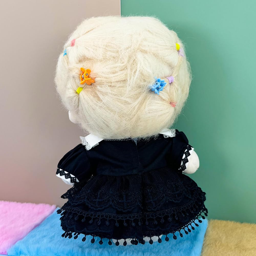 niannyyhouse Cotton Doll Clothes - 20cm Doll Clothes - Hat + Dress - 2-Piece Set - Maid Outfit - Doll Baby Clothes - Cool Black Women's Skirt Suit -