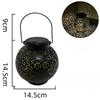Projection Light New Solar Wrought Iron Lantern Hollow Outdoor Courtyard Landscape Garden Hanging Light Decorative Pendant