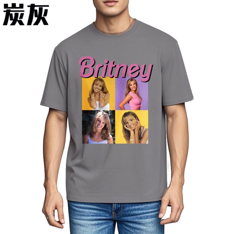 T Shirt Unisex Cotton Solid Color Tshirt Britney Spears Photo Collage Design Short sleeve Cotton Tshirt Classic Soft Cotton