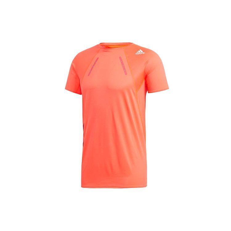 Adidas Round Neck Logo Print Sports Short Sleeve T-shirt Men Tops Orange-Red FK0738