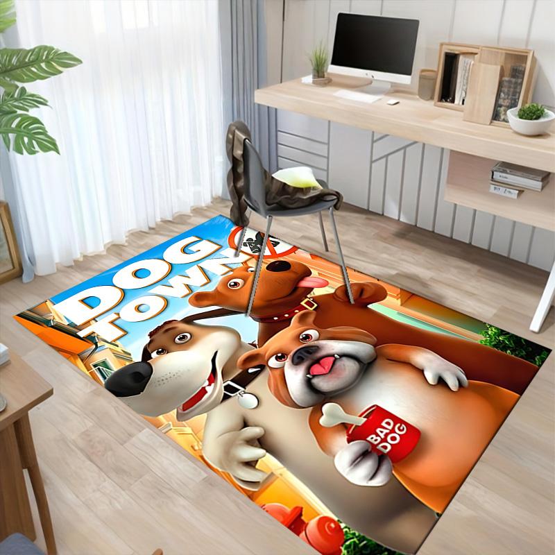 Dog Town Cartoon Carpet For Playroom Bedroom Living Room Sofa Home Decor Kids Game Area Rug Nonslip Floor Mat