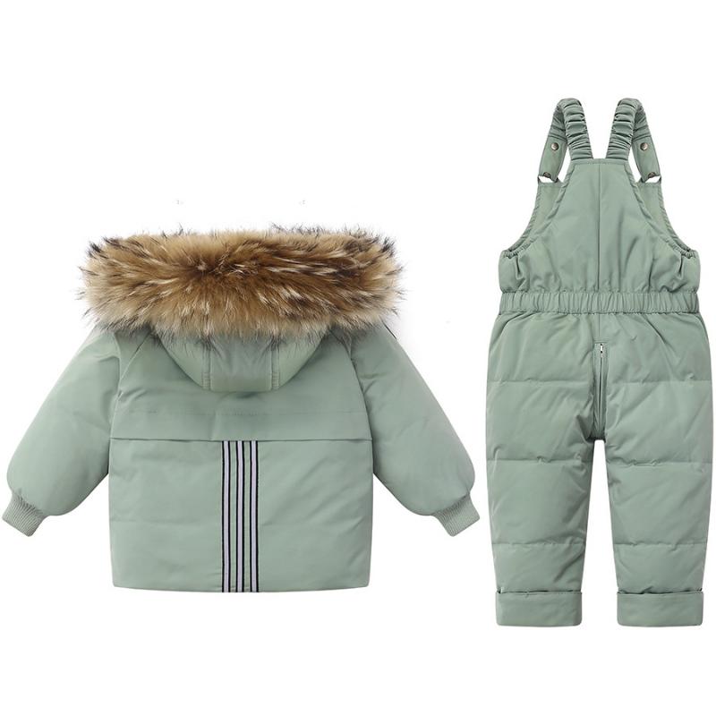 Real Fur Collar Baby Down Jacket Boy Suit Baby Toddler Two-piece Suit 1-3 Years Old Stylish Thickened Coat