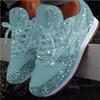 Eleganti Sneakers da Donna in Mesh Glitter Taglie Forti Vulcanizzate con Lacci Scarpe Casual con Plateau per Attività all'Aperto e Sportive